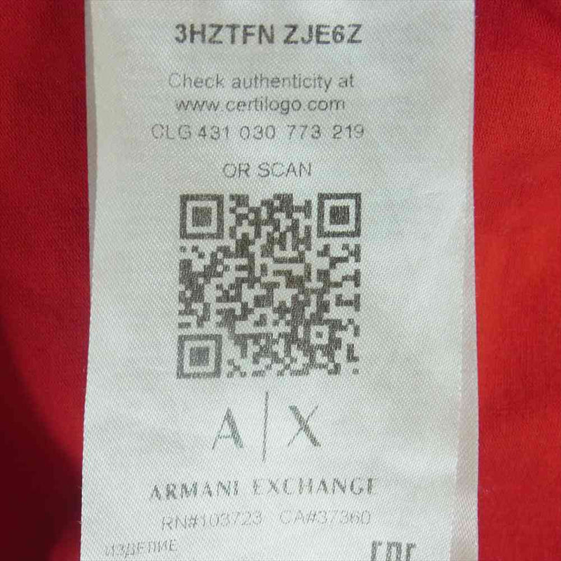 ARMANI EXCHANGE アルマーニエクスチェンジ ロゴ Vネック 半袖 Tシャツ カットソー カンボジア製 レッド系 XS【中古】