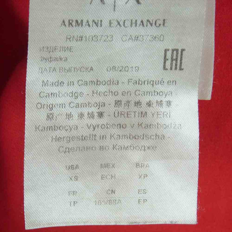 ARMANI EXCHANGE アルマーニエクスチェンジ ロゴ Vネック 半袖 Tシャツ カットソー カンボジア製 レッド系 XS【中古】