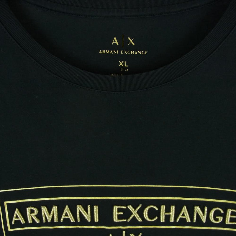 ARMANI EXCHANGE アルマーニエクスチェンジ ボックス ロゴ ロング スリーブ カットソー 長袖 Tシャツ ブラック系 XL【中古】