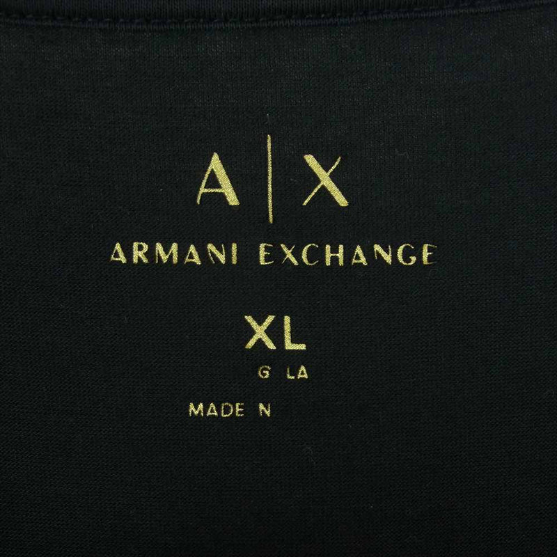 ARMANI EXCHANGE アルマーニエクスチェンジ ボックス ロゴ ロング スリーブ カットソー 長袖 Tシャツ ブラック系 XL【中古】