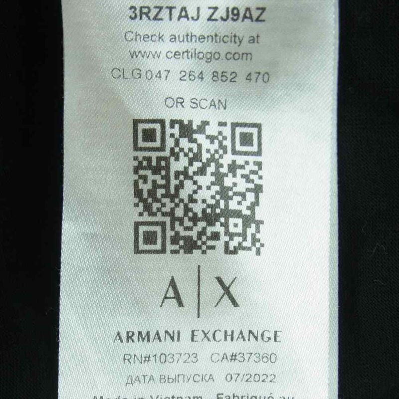 ARMANI EXCHANGE アルマーニエクスチェンジ ボックス ロゴ ロング スリーブ カットソー 長袖 Tシャツ ブラック系 XL【中古】