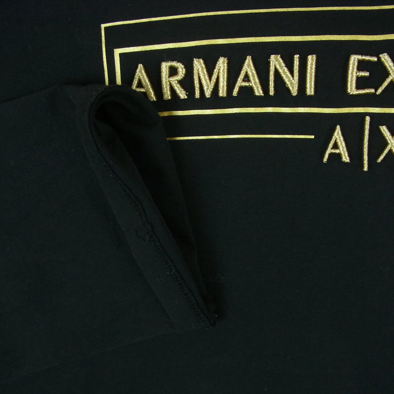 ARMANI EXCHANGE アルマーニエクスチェンジ ボックス ロゴ ロング スリーブ カットソー 長袖 Tシャツ ブラック系 XL【中古】