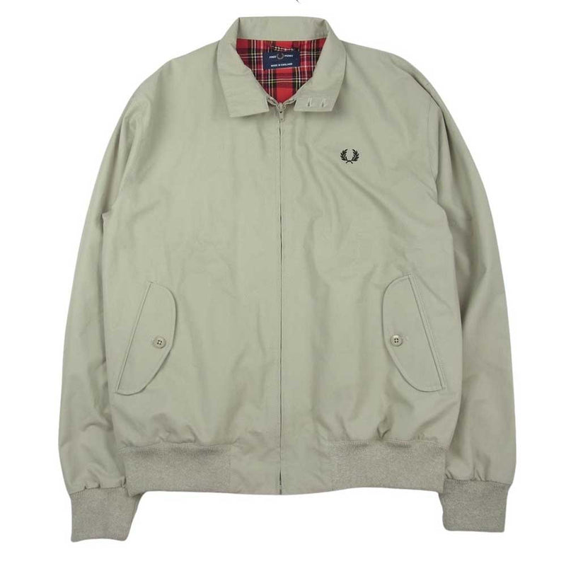 FRED PERRY フレッドペリー SJ4321 イングランド製 HARRINGTON JACKET ハリントンジャケット 裏地 タータンチェック スウィングトップ ジップアップジャケット  ベージュ系【中古】