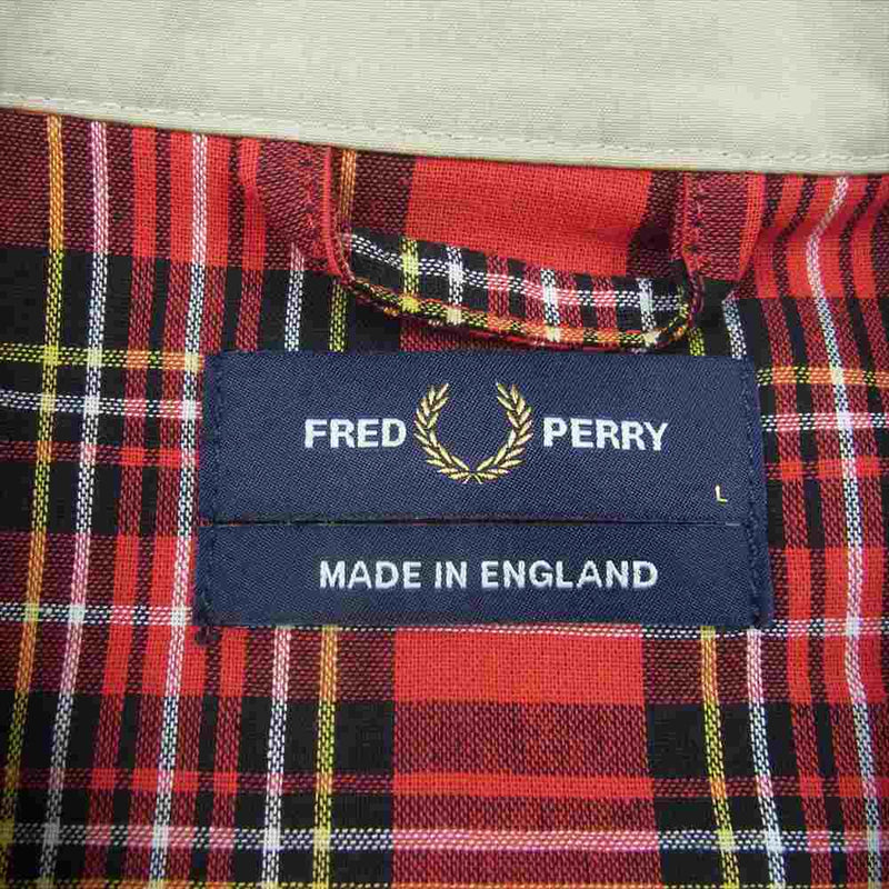 FRED PERRY フレッドペリー SJ4321 イングランド製 HARRINGTON JACKET ハリントンジャケット 裏地 タータンチェック スウィングトップ ジップアップジャケット  ベージュ系【中古】