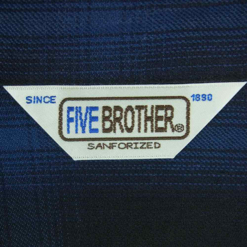 FIVE BROTHER ファイブブラザー 151945 コットン 長袖 チェック シャツ インド製 ブルー系 ブラック系 M【中古】