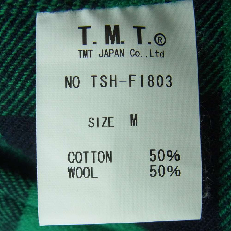 TMT ティーエムティー 18AW TSH-F1803 ウッドボタン バッファロー チェック 長袖 シャツ グリーン系 ブラック系 M【中古】