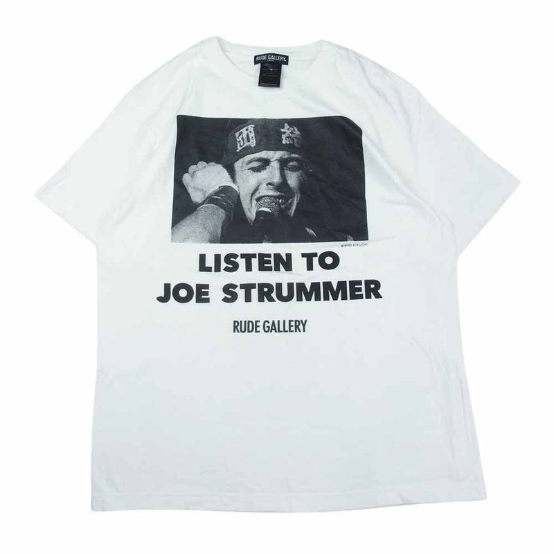 RUDE GALLERY ルードギャラリー 団結 TEE JOE STRUMMER Photography by SHO KIKUCHI フォトプリント 半袖 Tシャツ 白 ホワイト系 L【中古】