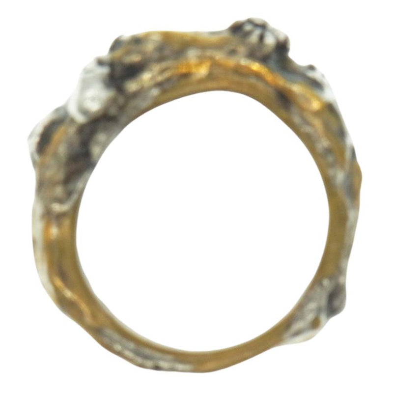 ルート 18K silver925 Royal ring ブラス オーダー ロイヤル スカル リング ゴールド系 24号【中古】