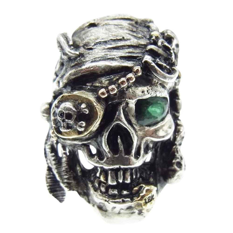 ルート 18K silver925 天然石トルマリン Pirates ring オーダー パイレーツ トルマリン リング シルバー系 18号【中古】