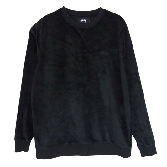 STUSSY ステューシー 114887-001 ベロア ロゴ入り スウェット トレーナー ブラック系 S【中古】
