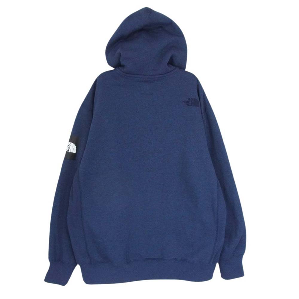 THE NORTH FACE ノースフェイス NT61836 Square Logo Hoodie 刺繍 スクウェア ロゴ 裏起毛 サイドリブ フーディー ジップ パーカー ネイビー系 M【中古】