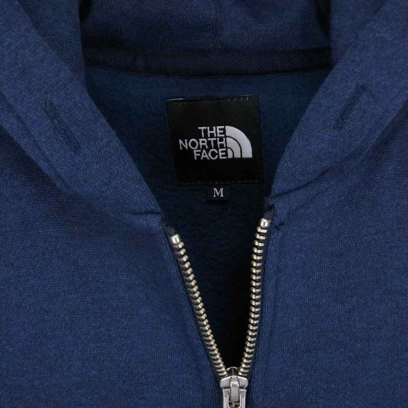 THE NORTH FACE ノースフェイス NT61836 Square Logo Hoodie 刺繍 スクウェア ロゴ 裏起毛 サイドリブ フーディー ジップ パーカー ネイビー系 M【中古】