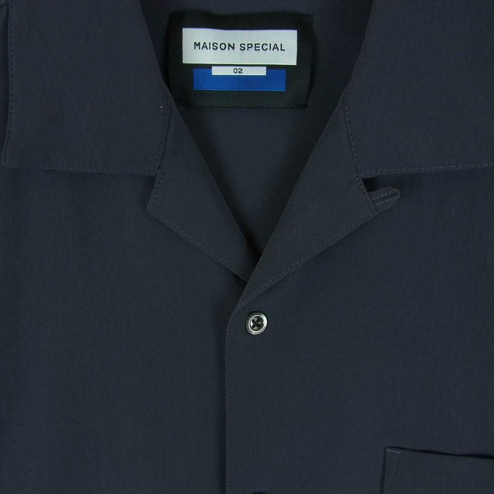 メゾンスペシャル 11241311219 Dry Touch Prime-Over Short Sleeve Open Collar Shirt ドライタッチ プライムオーバー ショートスリーブ オープンカラー 半袖 シャツ ネイビー系 02【中古】