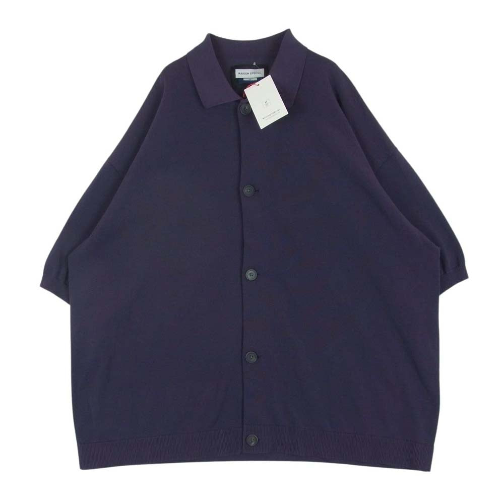 メゾンスペシャル 11242361205 Prime-Over Short Sleeve Knit Shirt プライムオーバー ショートスリーブ 半袖 ニット ポロシャツ パープル系 2【中古】