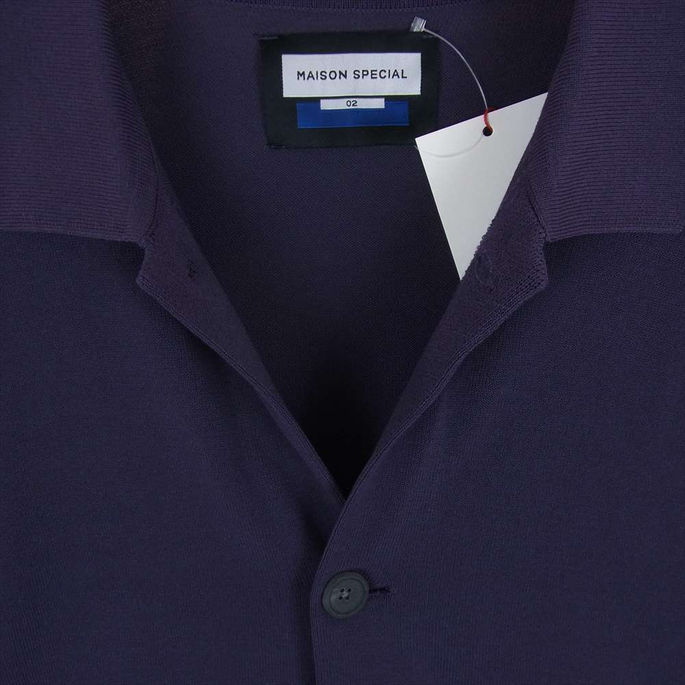 メゾンスペシャル 11242361205 Prime-Over Short Sleeve Knit Shirt プライムオーバー ショートスリーブ 半袖 ニット ポロシャツ パープル系 2【中古】