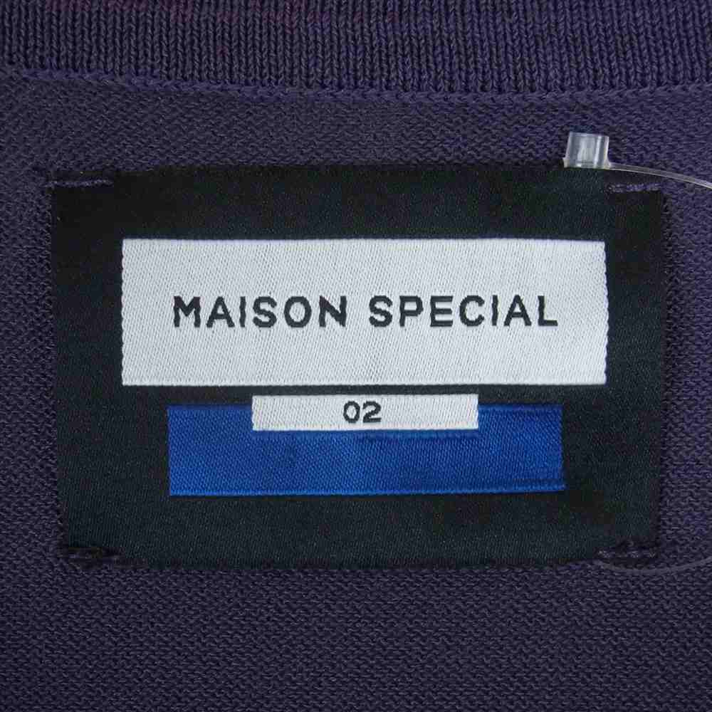 メゾンスペシャル 11242361205 Prime-Over Short Sleeve Knit Shirt プライムオーバー ショートスリーブ 半袖 ニット ポロシャツ パープル系 2【中古】
