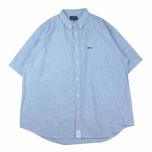 DESCENDANT ディセンダント KENNEDY’S ORGANIC COTTON OX SS SHIRT オーガニック コットン ロゴ刺繍 ボタンダウン 半袖 シャツ ブルー系 3【中古】