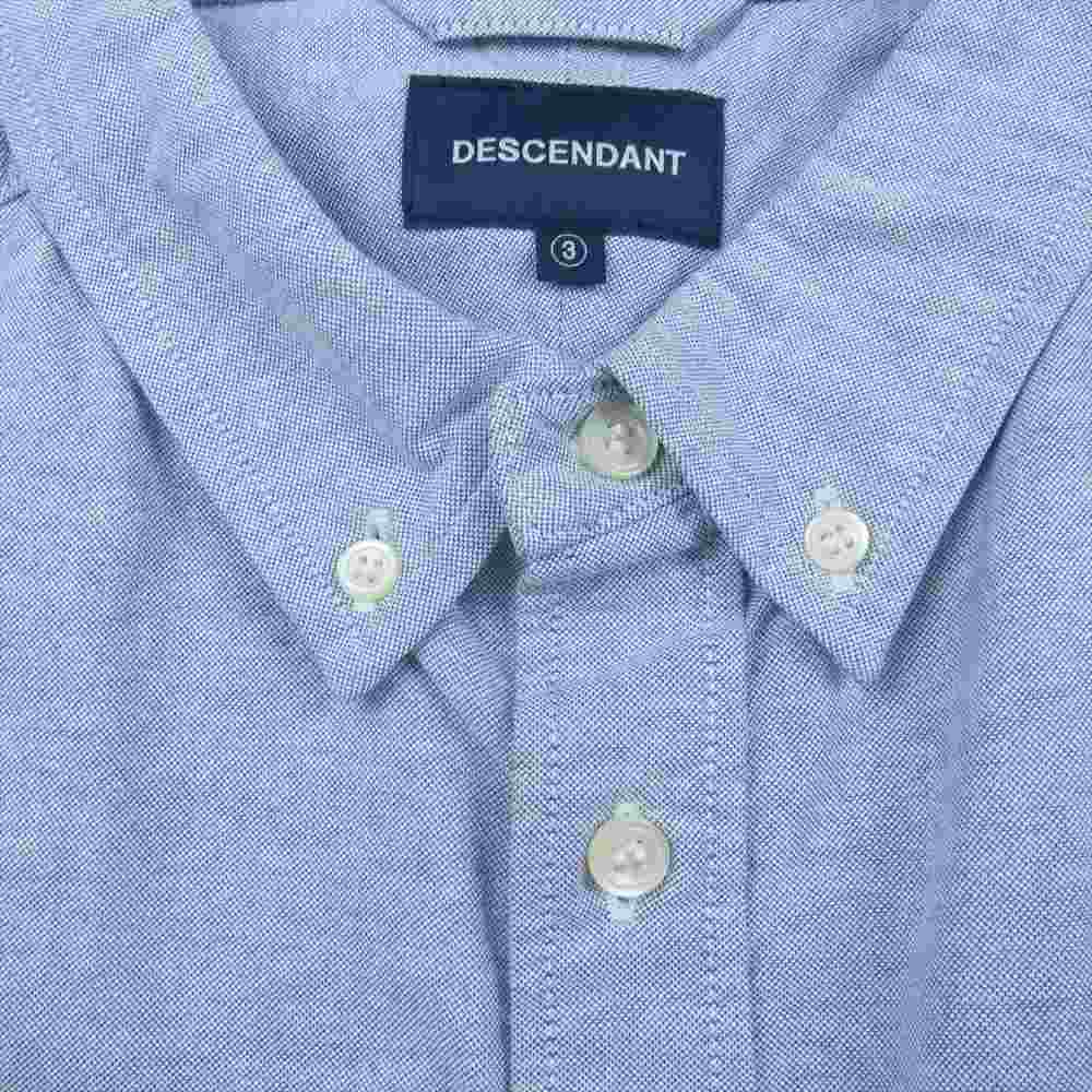 DESCENDANT ディセンダント KENNEDY’S ORGANIC COTTON OX SS SHIRT オーガニック コットン ロゴ刺繍 ボタンダウン 半袖 シャツ ブルー系 3【中古】