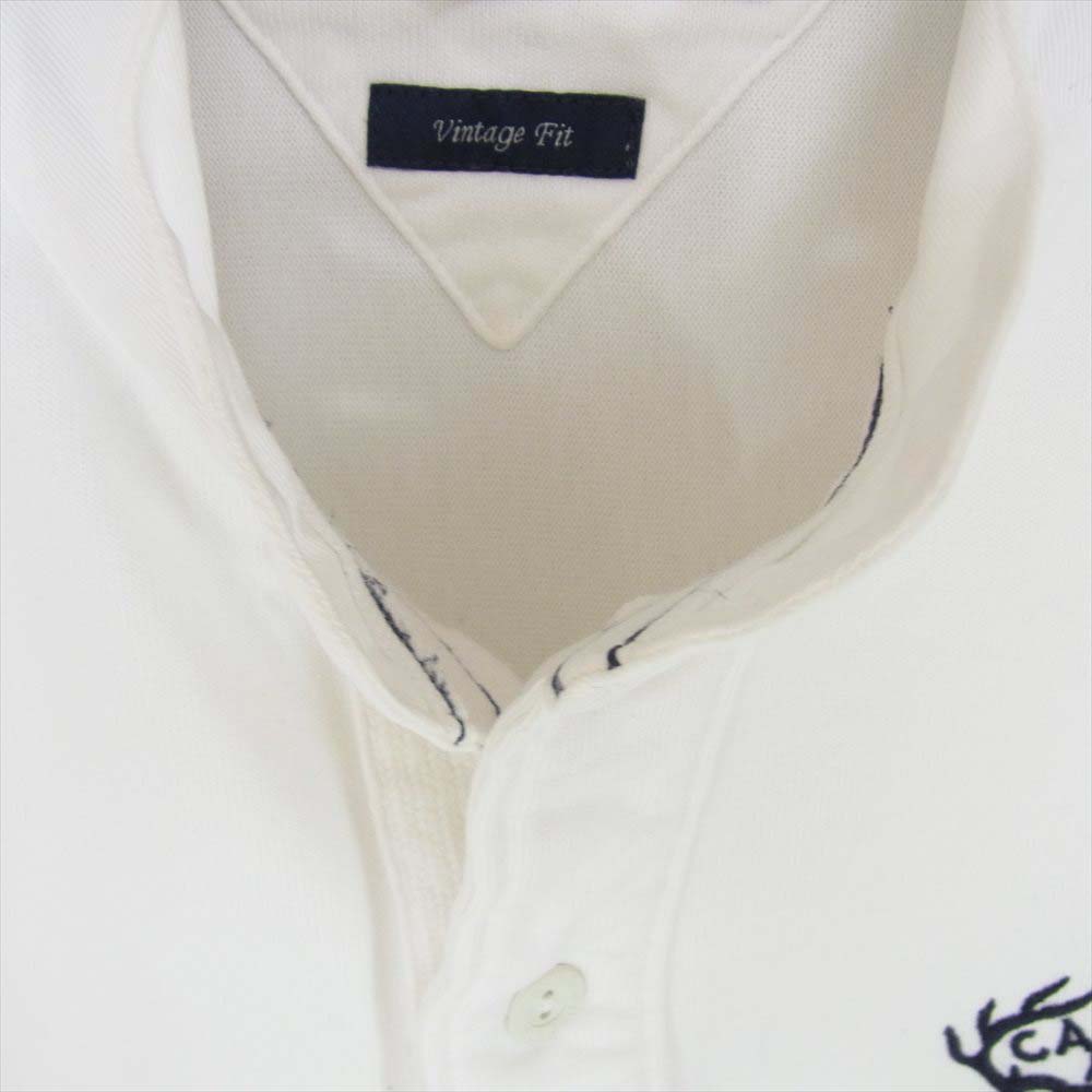 TOMMY HILFIGER トミーヒルフィガー ヘンリーネック ロゴ 刺繍 長袖 プルオーバー Tシャツ ホワイト系 L【中古】