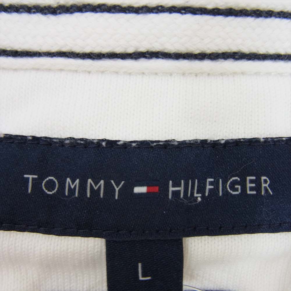 TOMMY HILFIGER トミーヒルフィガー ヘンリーネック ロゴ 刺繍 長袖 プルオーバー Tシャツ ホワイト系 L【中古】