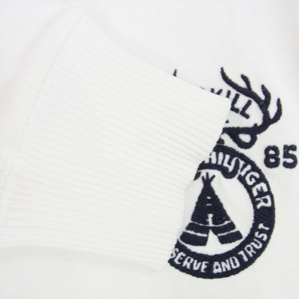 TOMMY HILFIGER トミーヒルフィガー ヘンリーネック ロゴ 刺繍 長袖 プルオーバー Tシャツ ホワイト系 L【中古】