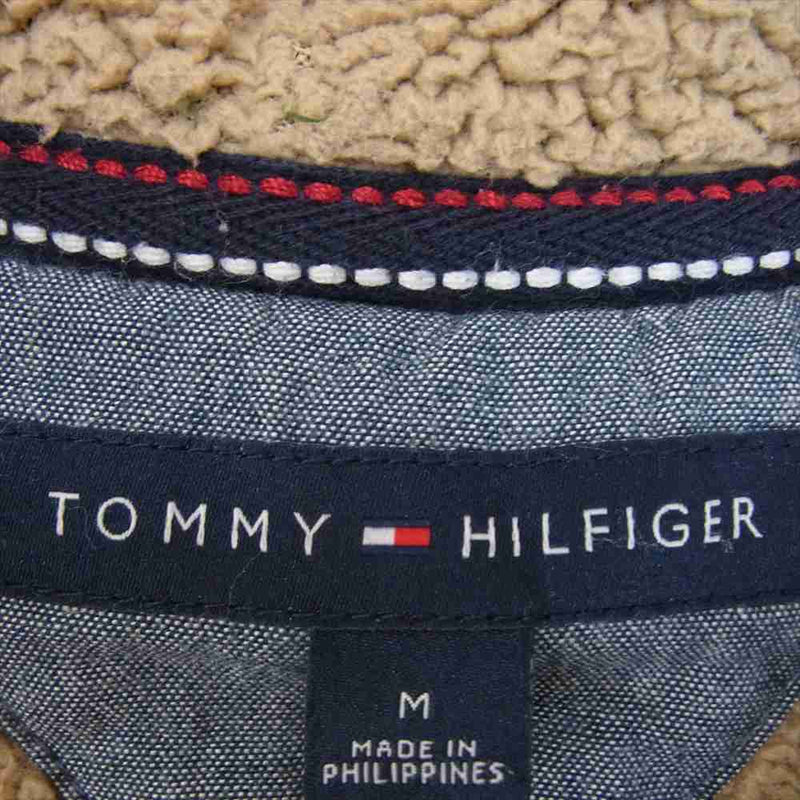 TOMMY HILFIGER トミーヒルフィガー 裏地ボア ロゴ フルジップ パーカー ネイビー系 M【中古】