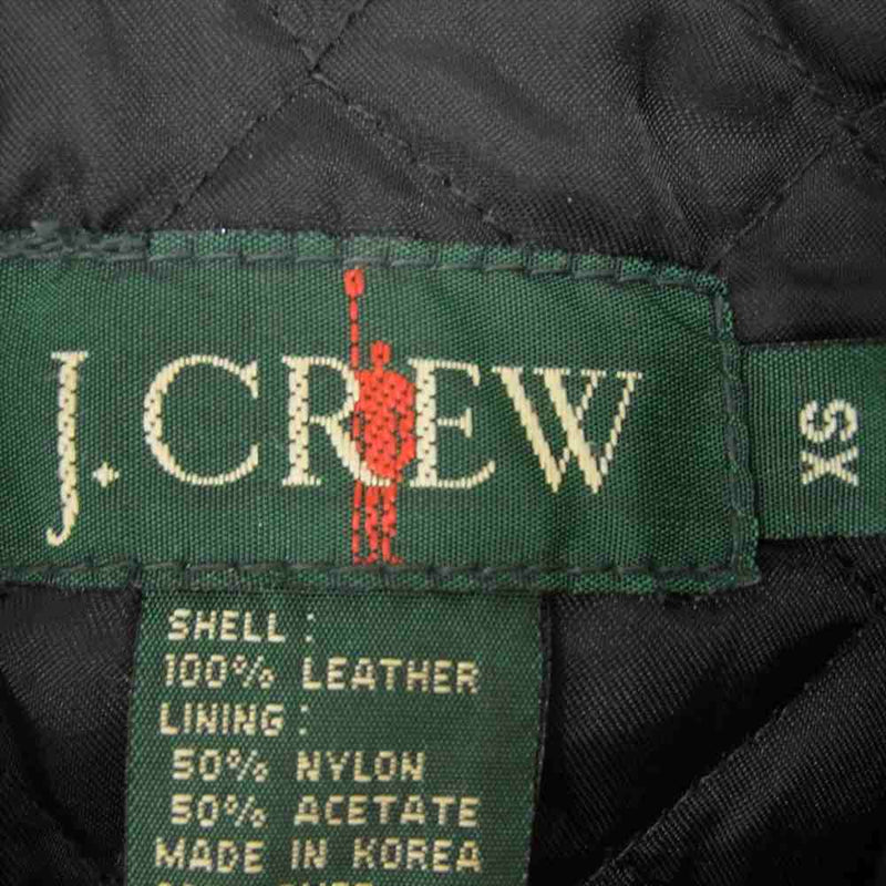 J.CREW ジェイクルー ヴィンテージ 90s 裏地キルティング レザー ジャケット ブラック系 XS【中古】