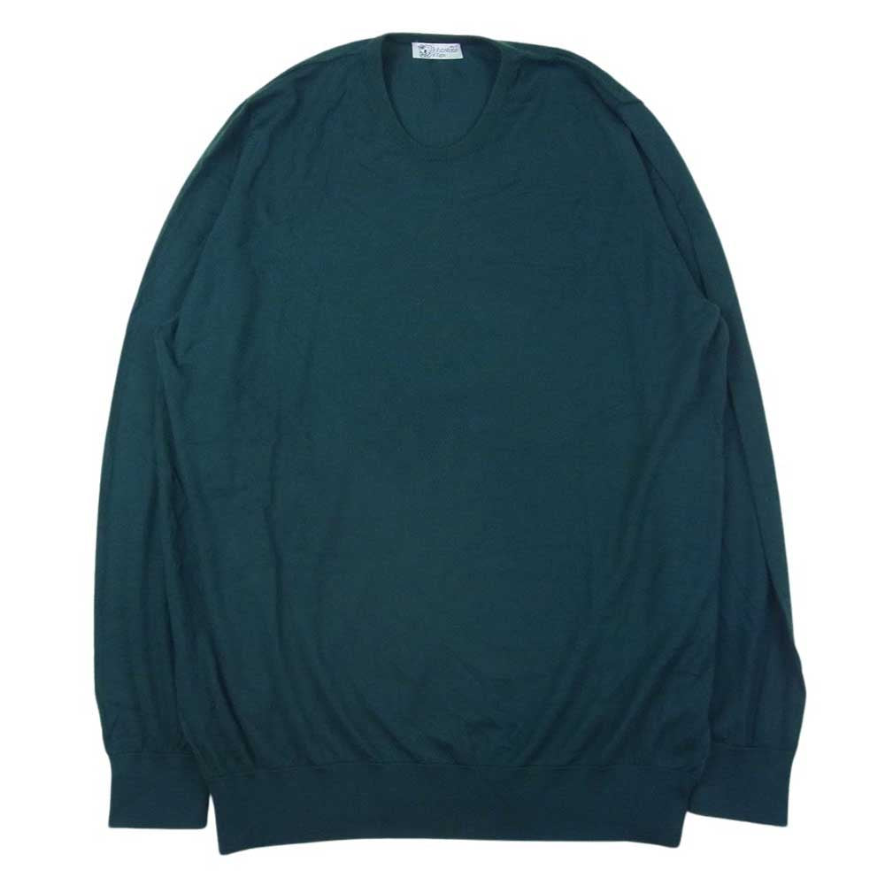 ジョンストンズオブエルガン カシミア カシミヤ クルーネック ニット セーター グリーン系 XL【中古】