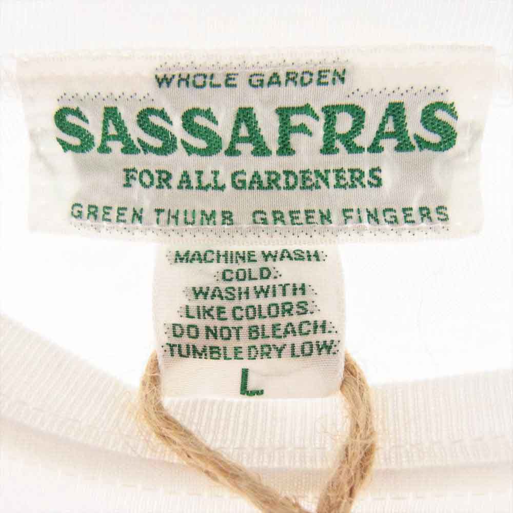 SASAFRAS ササフラス Legal or Illegal T リーガル オア イリーガル ロゴ 長袖 Tシャツ ホワイト ホワイト系 L【新古品】【未使用】【中古】