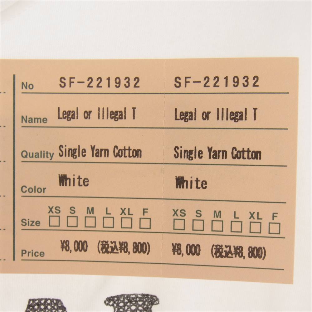 SASAFRAS ササフラス Legal or Illegal T リーガル オア イリーガル ロゴ 長袖 Tシャツ ホワイト ホワイト系 L【新古品】【未使用】【中古】