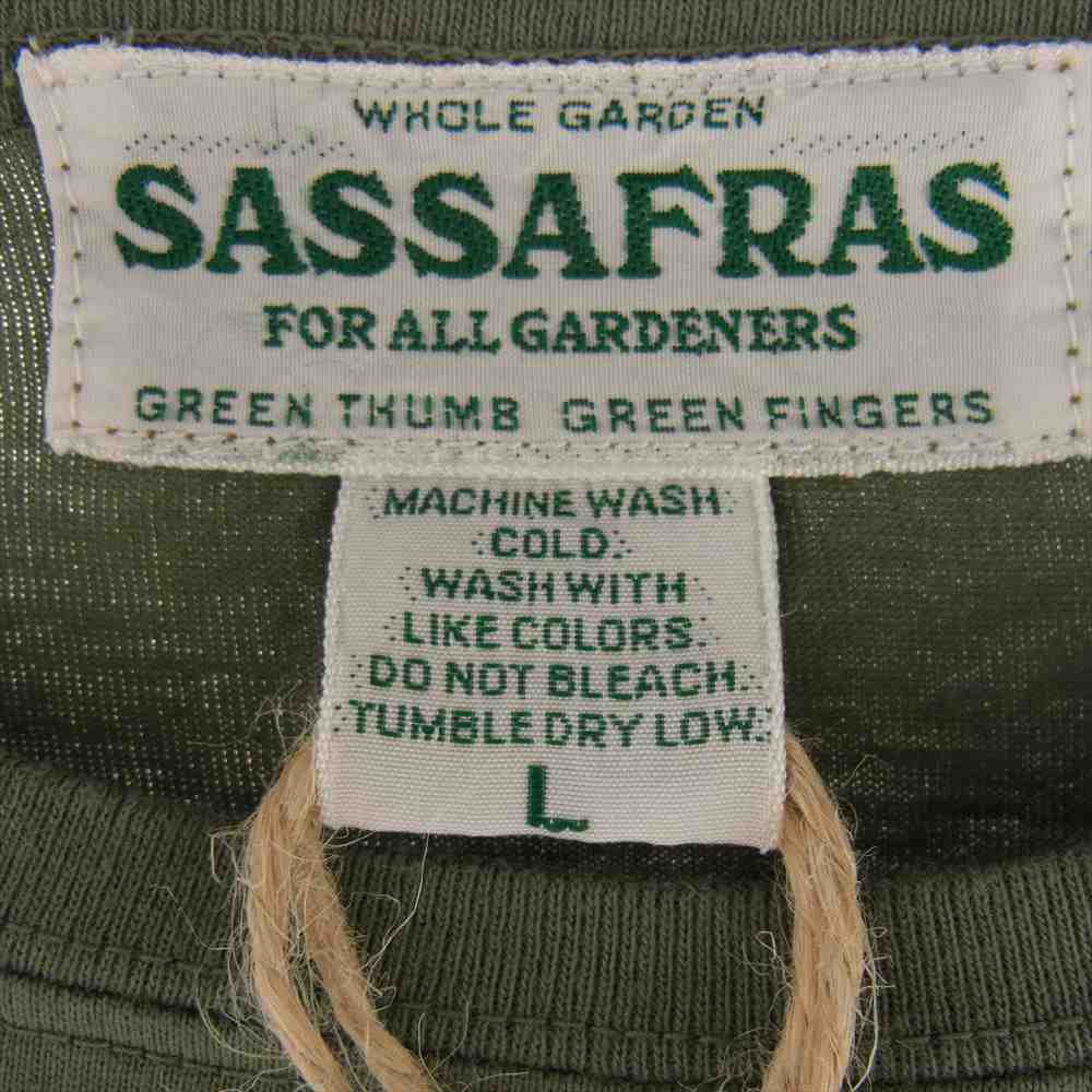 SASAFRAS ササフラス Legal or Illegal T リーガル オア イリーガル ロゴ 長袖 Tシャツ カーキ系 L【新古品】【未使用】【中古】