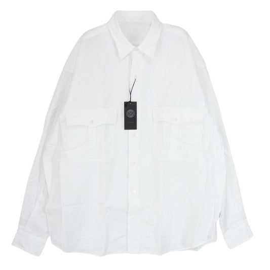 PORTER CLASSIC ポータークラシック PC-016-2772-0090-0014 ROLL UP LINEN COTTON SHIRT ロールアップ リネン コットン 長袖 シャツ ホワイト系 L【新古品】【未使用】【中古】