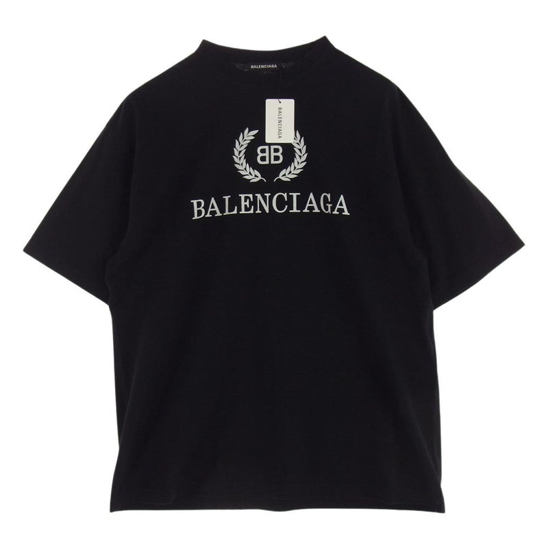 BALENCIAGA バレンシアガ 19SS 556148 TDV51 BB ロゴ プリント 半袖 クルーネック Tシャツ ブラック系 M【極上美品】【中古】