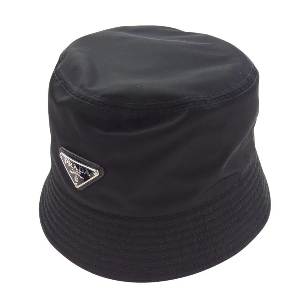 PRADA プラダ 2HC137 CAPPELLI RE-NYLON トライアングルロゴ 三角ロゴプレート バケットハット ブラック系 M【中古】