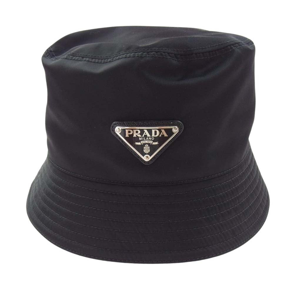 PRADA プラダ 2HC137 CAPPELLI RE-NYLON トライアングルロゴ 三角ロゴプレート バケットハット ブラック系 M【中古】