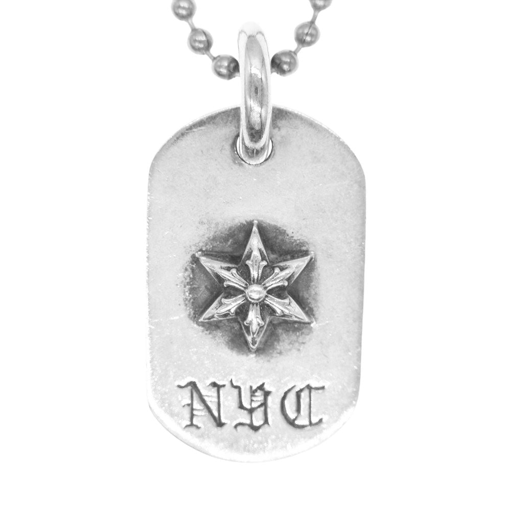 CHROME HEARTS クロムハーツ（原本無） RAISED STAR DOGTAG NYC限定 レイズドスター ドッグタグ ペンダントトップ ボールチェーン ネックレス シルバー系【中古】