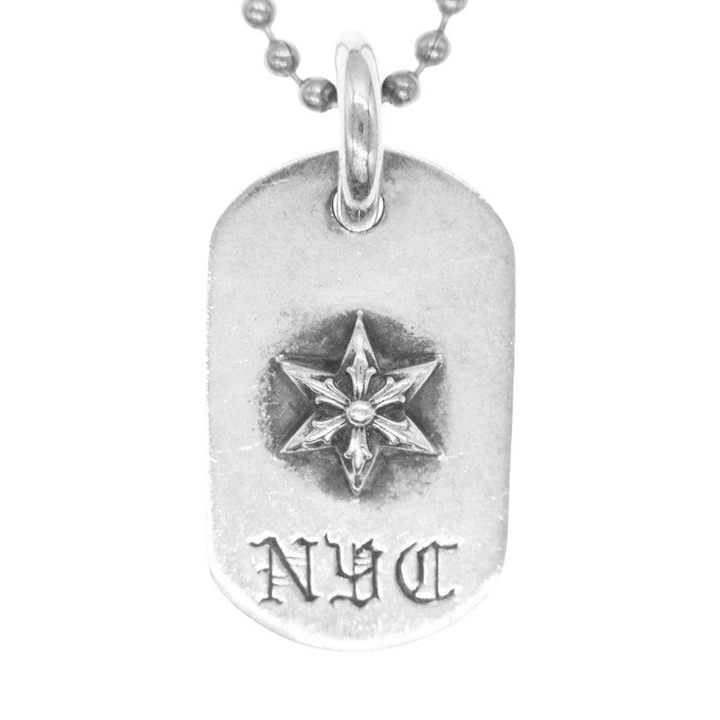 CHROME HEARTS クロムハーツ（原本無） RAISED STAR DOGTAG NYC限定 レイズドスター ドッグタグ ペンダントトップ ボールチェーン ネックレス シルバー系【中古】