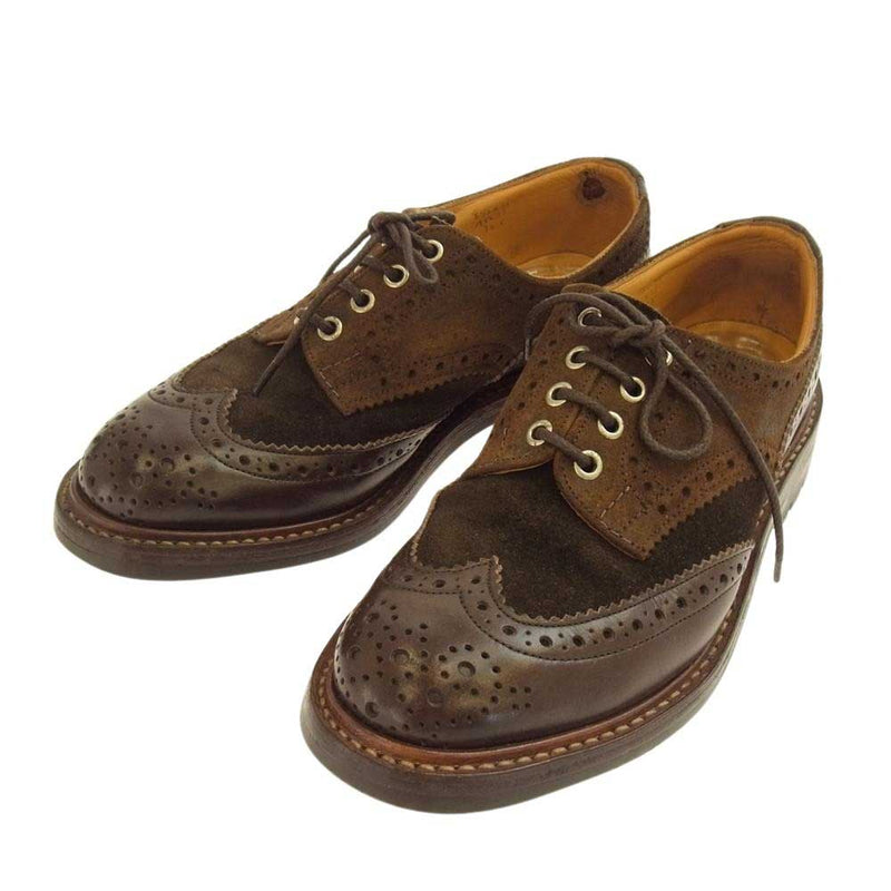 Tricker's トリッカーズ BOURTON ウィングチップ スエード レザー シューズ ブラウン系【中古】