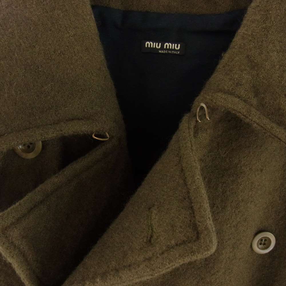 miumiu ミュウミュウ　ロングコート　ミリタリー　コート　prada 送料無料》 MIU MIU Double-breasted Panama Trench Coat (MiuMiu
