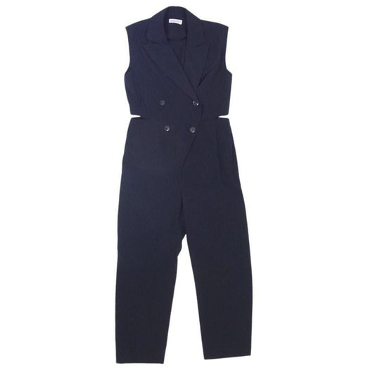 メゾンスペシャル 21211265111 American Sleeve Stripe Jumpsuit アメリカンスリーブ アメスリ ストライプ サイドスリット テーラード オールインワン オーバーオール ジャンプスーツ ブラック系 M【中古】
