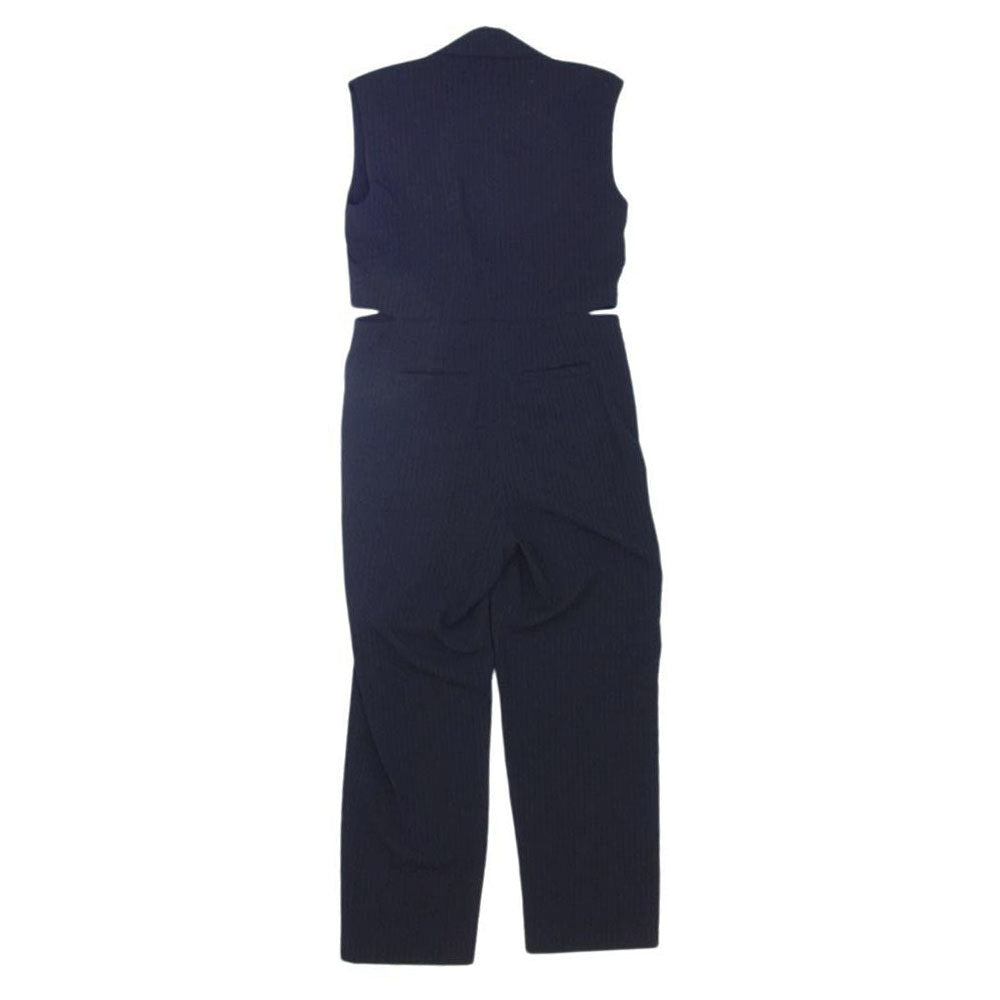メゾンスペシャル 21211265111 American Sleeve Stripe Jumpsuit アメリカンスリーブ アメスリ ストライプ サイドスリット テーラード オールインワン オーバーオール ジャンプスーツ ブラック系 M【中古】