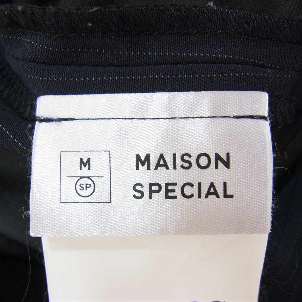 メゾンスペシャル 21211265111 American Sleeve Stripe Jumpsuit アメリカンスリーブ アメスリ ストライプ サイドスリット テーラード オールインワン オーバーオール ジャンプスーツ ブラック系 M【中古】