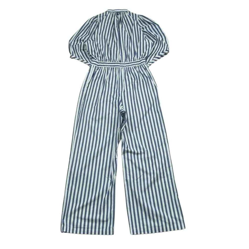 HYKE ハイク 23SS 231-16159 STRIPED BALOON SLEEVE JUMPSUIT ストライプ バルーンスリーブ オーバーオール ジャンプスーツ ネイビー系 ホワイト系 M 2【中古】