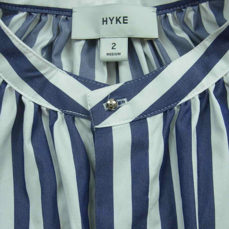 HYKE ハイク 23SS 231-16159 STRIPED BALOON SLEEVE JUMPSUIT ストライプ バルーンスリーブ オーバーオール ジャンプスーツ ネイビー系 ホワイト系 M 2【中古】