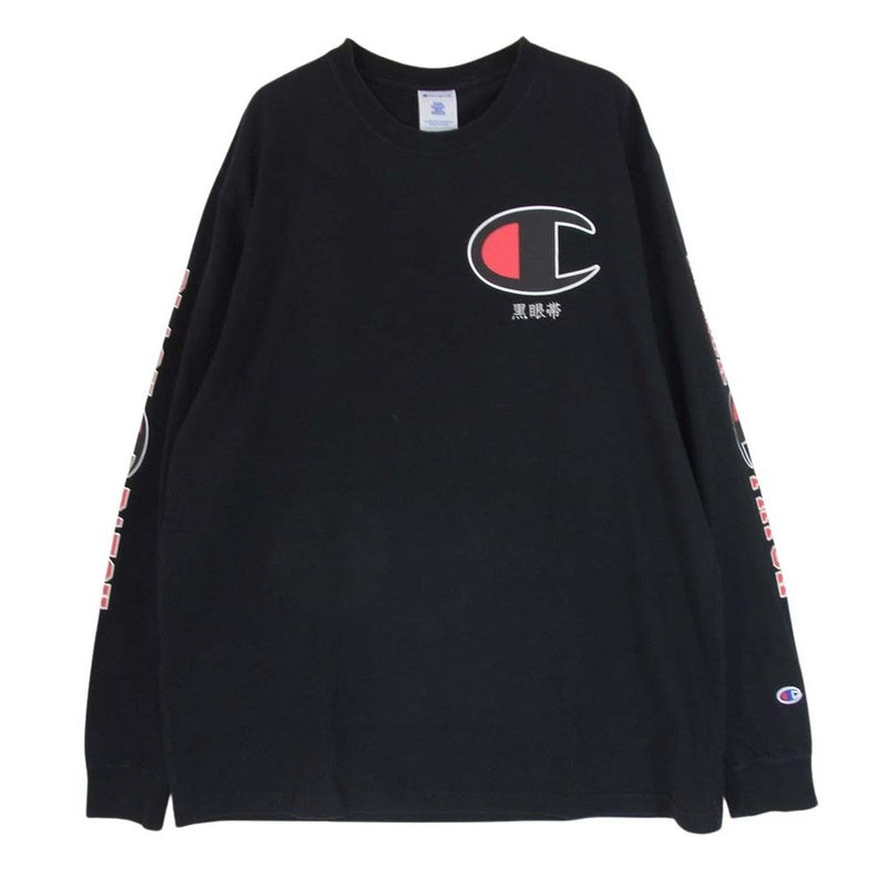 ブラックアイパッチ C8-W422 × Champion Long Sleeve T-Shirts チャンピオン ロゴ 黒眼帯刺繍 長袖 Tシャツ ブラック系 XL【中古】