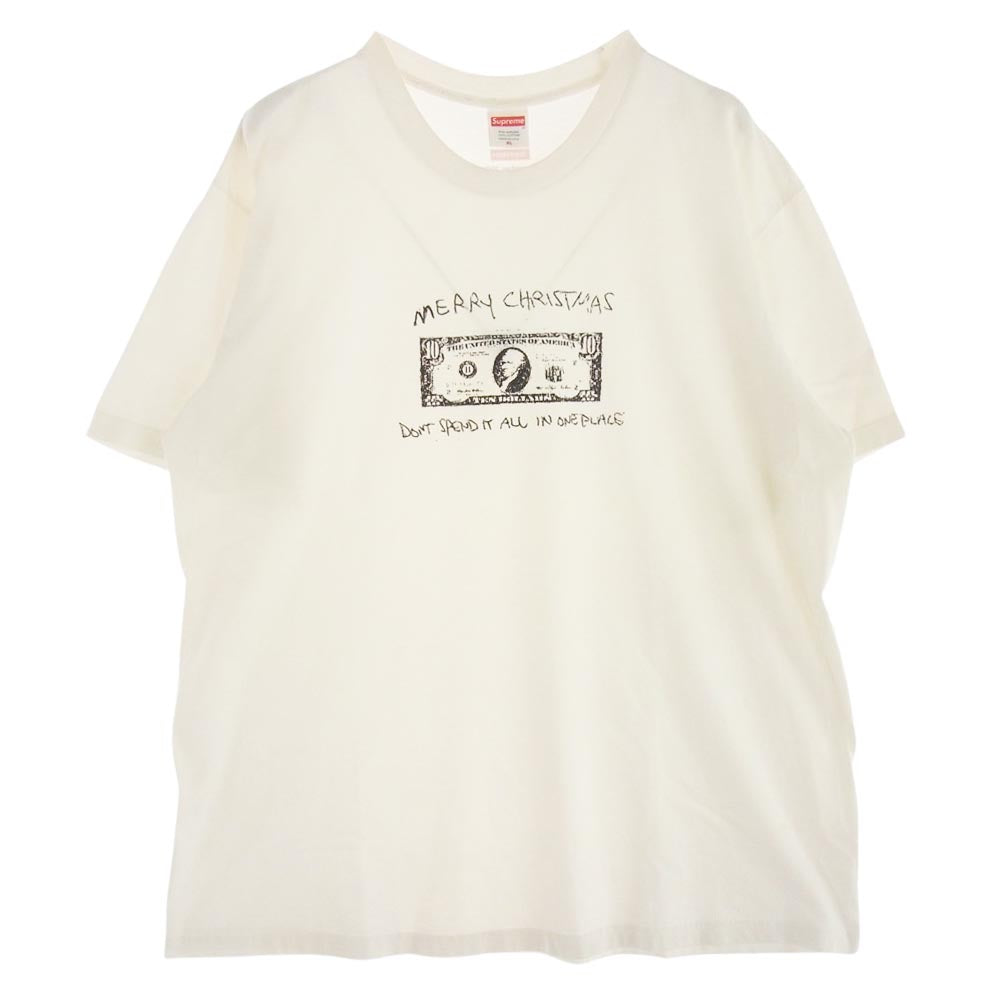 Supreme シュプリーム 21AW Spend It Tee スペンド イット プリント 半袖 Tシャツ オフホワイト系 XL【中古】