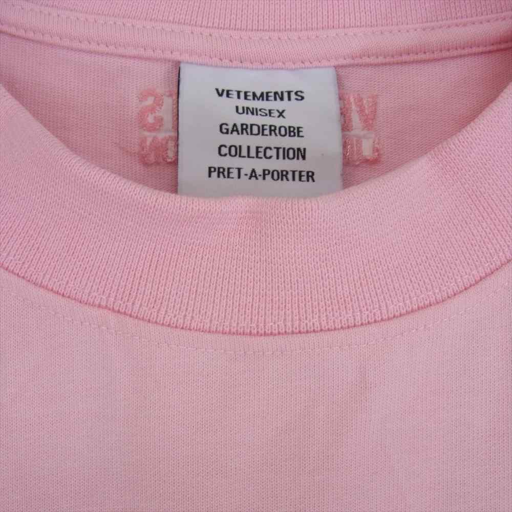 VETEMENTS ヴェトモン 22SS UE52TR280P Logo Label Tee  ロゴラベル ロングスリーブ 長袖 Tシャツ カットソー ピンク系 XL【中古】