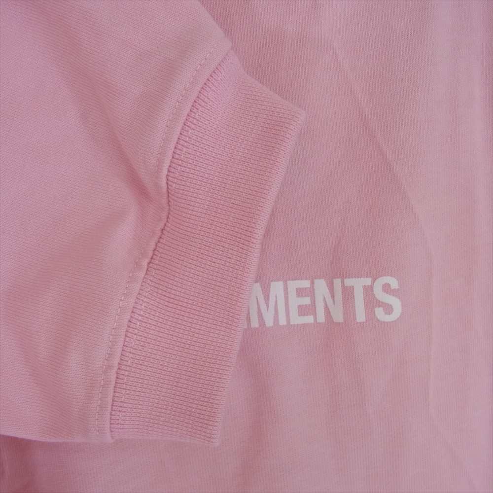 VETEMENTS ヴェトモン 22SS UE52TR280P Logo Label Tee  ロゴラベル ロングスリーブ 長袖 Tシャツ カットソー ピンク系 XL【中古】