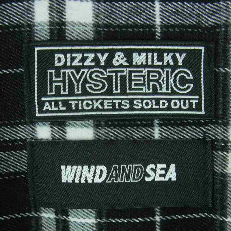 HYSTERIC GLAMOUR ヒステリックグラマー WDS-C-HYS-23-AP-Q1-09 WIND AND SEA チェック ロゴ 長袖 シャツ ブラック系 グレー系 ホワイト系 L【中古】