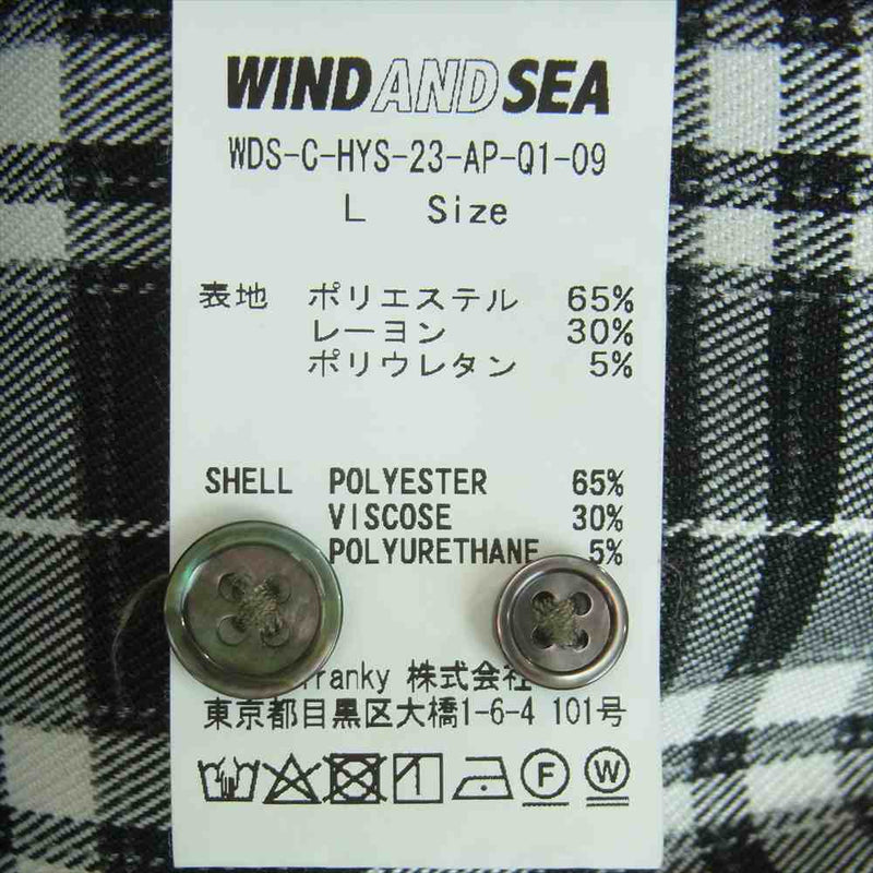 HYSTERIC GLAMOUR ヒステリックグラマー WDS-C-HYS-23-AP-Q1-09 WIND AND SEA チェック ロゴ 長袖 シャツ ブラック系 グレー系 ホワイト系 L【中古】